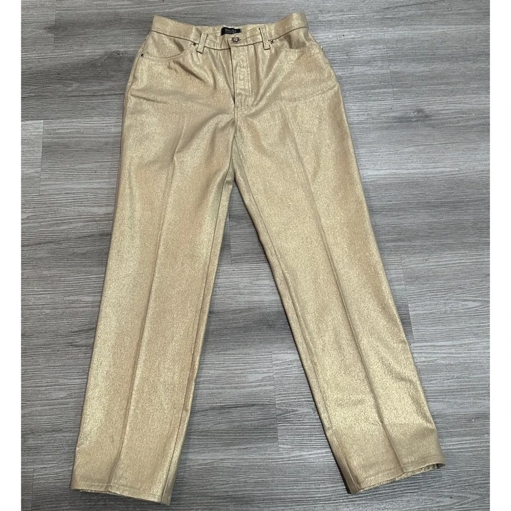 VERSACE Gianni Italy  Gold‎ Metallic Shinny Solid Women Jeans Pants Sz 30 AMGD29
